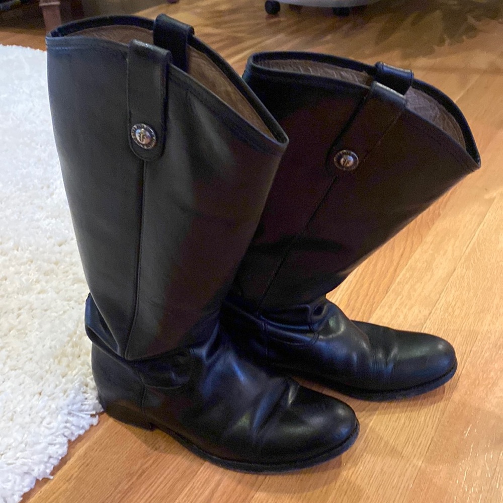 Frye Boots Womens 8 B Melissa Button Knee High Tall Riding 77167 Black Leather